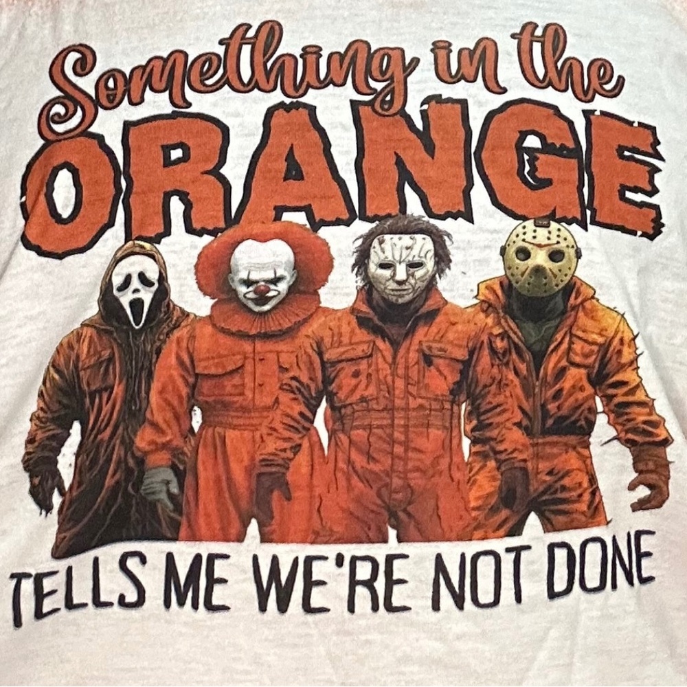 Unisex Gildan 3XL Bleached Horror Graphic Tee | Orange Sublimation